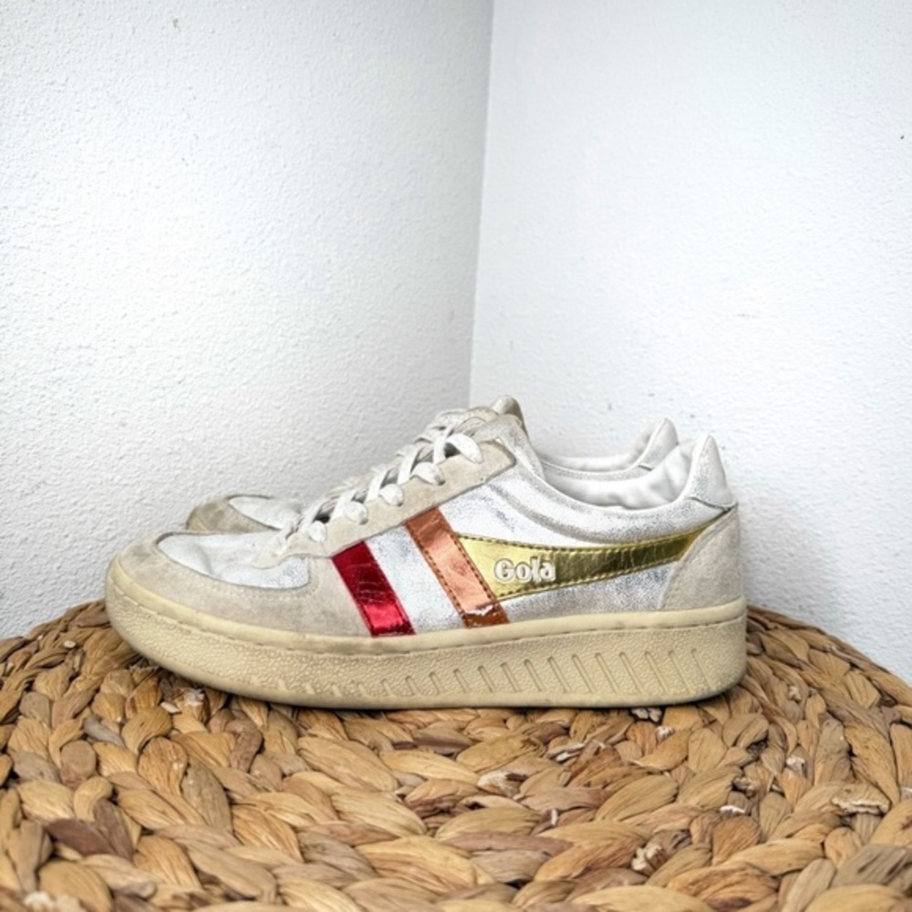 Gola Sneakers Grandslam Shimmer Flare Trainers Silver Multi Retro Women's Metal - Picture 4 of 8